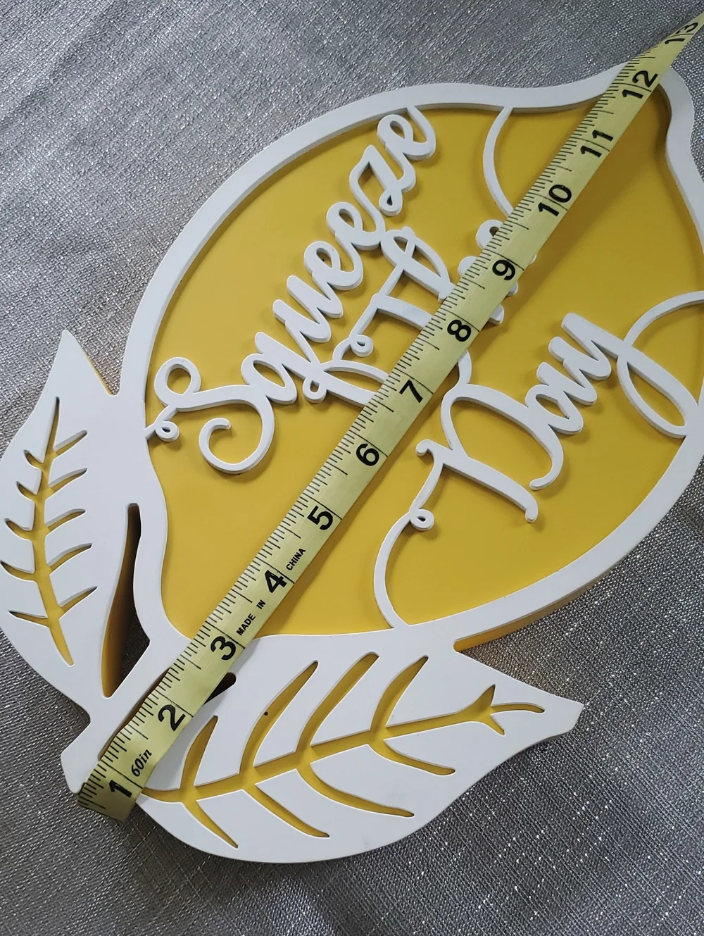 Squeeze The Day Lemon Wall Sign - Yellow and White Home Pieace Of Woood